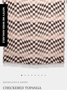 Checkerboard Fringe Blanket Throw in Brown and Cream